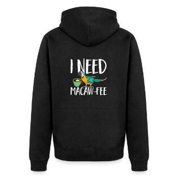 Yellow-breasted Macaw Parrot Blue And Yellow Macaw - Unisex Premium Organic Zip Hoodie - black - Back - Nico (187cm)