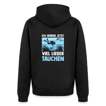 Schullehrer Lehrer - Unisex Premium Bio Zip Hoodie - Schwarz - Hinten - Nico (187cm)