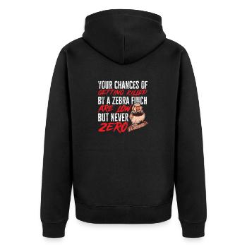 Zebrafinken Vogel Zebrafink - Unisex Premium Bio Zip Hoodie - Schwarz - Hinten - Nico (187cm)