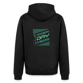 Lustiges Amputation und Beinprothesen - Unisex Premium Bio Zip Hoodie - Schwarz - Hinten - Nico (187cm)