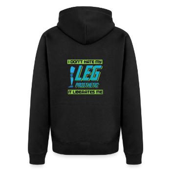 Lustiges Amputation und Beinprothesen - Unisex Premium Bio Zip Hoodie - Schwarz - Hinten - Nico (187cm)