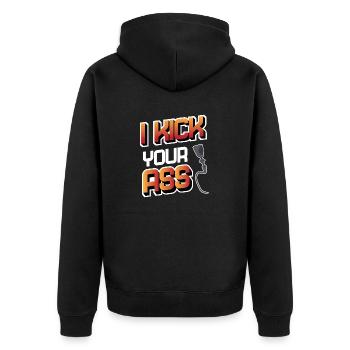Lustiges Amputation und Beinprothesen - Unisex Premium Bio Zip Hoodie - Schwarz - Hinten - Nico (187cm)