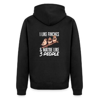 Zebrafinken Vogel Zebrafink - Unisex Premium Bio Zip Hoodie - Schwarz - Hinten - Nico (187cm)