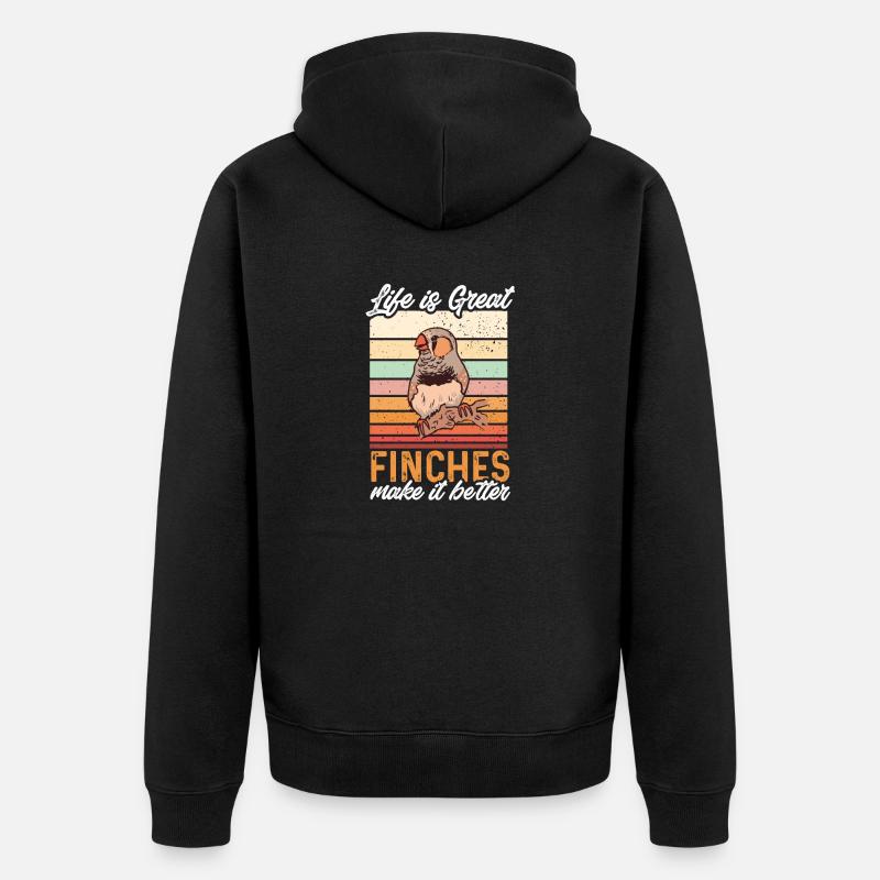 Pinsons zébrés Oiseaux Pinsons zébrés - Veste à capuche bio Premium Unisexe - noir