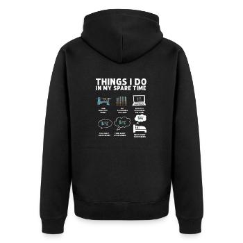 Woodturning Woodturning Wood Lathe Lathe - Unisex Premium Organic Zip Hoodie - black - Back - Nico (187cm)