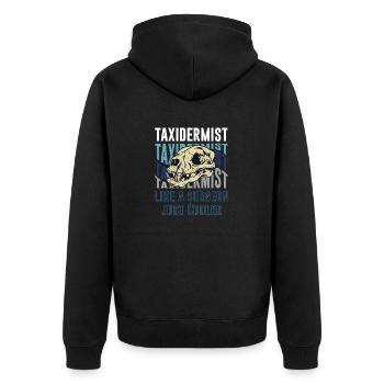 Lustiges Taxidermie und Tierpräparator Taxidermist - Unisex Premium Bio Zip Hoodie - Schwarz - Hinten - Nico (187cm)