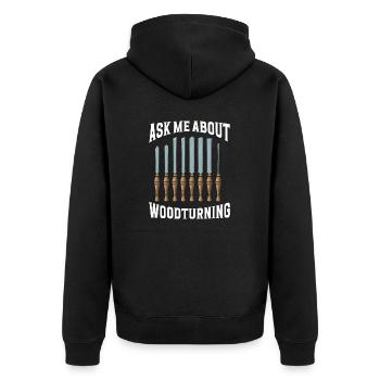 Turning Wood Lathe Lathe - Unisex Premium Organic Zip Hoodie - black - Back - Nico (187cm)