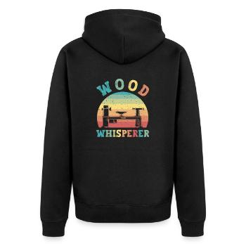 Turning Wood Lathe Lathe - Unisex Premium Organic Zip Hoodie - black - Back - Nico (187cm)