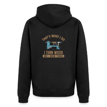 Tour à bois tournante - Veste à capuche bio Premium Unisexe - noir - Dos - Nico (187cm)