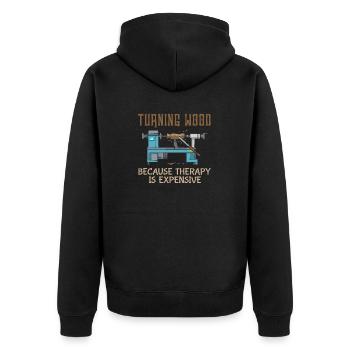 Turning Wood Lathe Lathe - Unisex Premium Organic Zip Hoodie - black - Back - Nico (187cm)