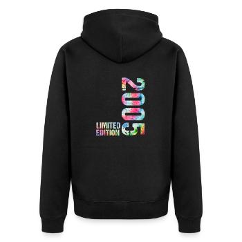 18 JAHRE 18. GEBURTSTAG LIMITED EDITION 2005 - Unisex Premium Bio Zip Hoodie - Schwarz - Hinten - Nico (187cm)