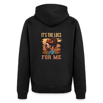 C’est The Locs For Me - Afro Hair Black American - Veste à capuche bio Premium Unisexe - noir - Dos - Nico (187cm)