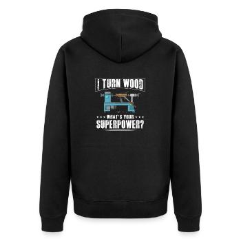 Woodturning Woodturning Wood Lathe Lathe - Unisex Premium Organic Zip Hoodie - black - Back - Nico (187cm)