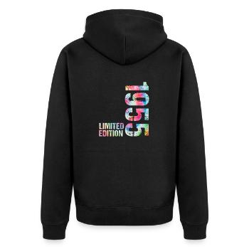 18 JAHRE 18. GEBURTSTAG LIMITED EDITION 1955 - Unisex Premium Bio Zip Hoodie - Schwarz - Hinten - Nico (187cm)