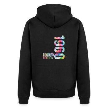 1960 - Unisex Premium Bio Zip Hoodie - Schwarz - Hinten - Nico (187cm)
