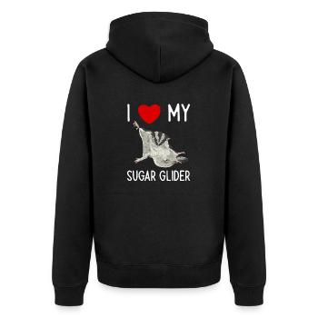 Short-headed glider Sugar Glider - Unisex Premium Organic Zip Hoodie - black - Back - Nico (187cm)