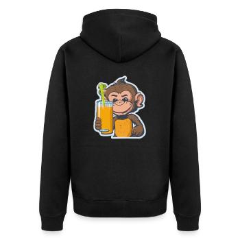 Affe Schimpanse Ape Monkey Comic Cartoon - Unisex Premium Bio Zip Hoodie - Schwarz - Hinten - Nico (187cm)