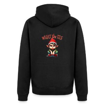What the Elf - Cool Moody Elf für Weihnachten - Unisex Premium Bio Zip Hoodie - Schwarz - Hinten - Nico (187cm)
