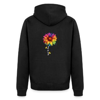 Rainbow Sunflower LGBTQ Communauté transgenre Jeu de mots - Veste à capuche bio Premium Unisexe - noir - Dos - Nico (187cm)