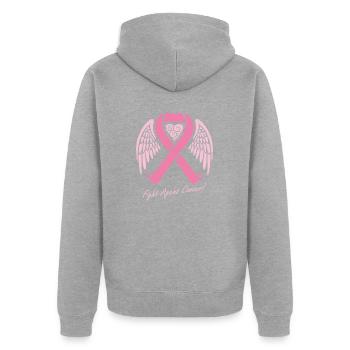 Lutte contre le cancer du sein - Veste à capuche bio Premium Unisexe - gris chiné - Dos - Nico (187cm)