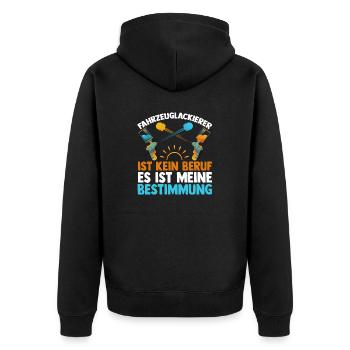 Lackierer Fahrzeuglackierer Autolackierer - Unisex Premium Bio Zip Hoodie - Schwarz - Hinten - Nico (187cm)