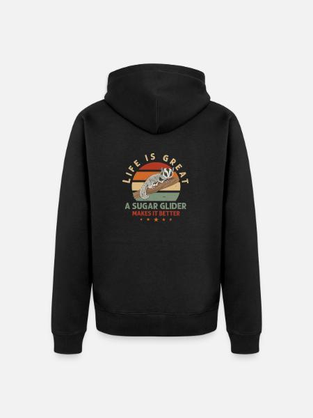 Short-headed glider Sugar Glider - Unisex Premium Organic Zip Hoodie - black
