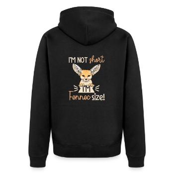 Fennek Fuchs Fennec Fox Wüstenfuchs - Unisex Premium Bio Zip Hoodie - Schwarz - Hinten - Nico (187cm)