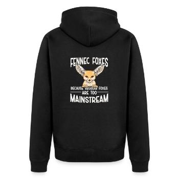 Fennek Fuchs Fennec Fox Wüstenfuchs - Unisex Premium Bio Zip Hoodie - Schwarz - Hinten - Nico (187cm)