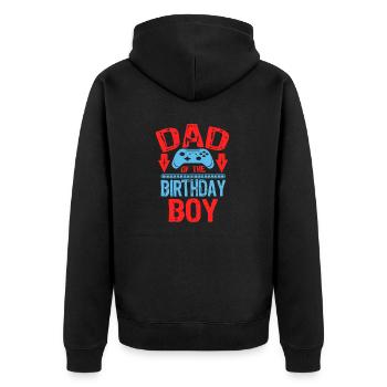 Dad Of the Birthday Boy Gamer Gift Idea - Unisex Premium Bio Zip Hoodie - Schwarz - Hinten - Nico (187cm)