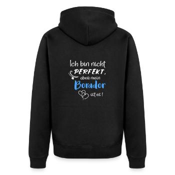 Perfekter Borador I Border Collie Labrador Mix - Unisex Premium Bio Zip Hoodie - Schwarz - Hinten - Nico (187cm)
