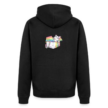 Rainbow Cat Lover Cute Kitty Animal LGBT Community - Unisex Premium Organic Zip Hoodie - black - Back - Nico (187cm)