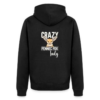 Fennek Fuchs Fennec Fox Wüstenfuchs - Unisex Premium Bio Zip Hoodie - Schwarz - Hinten - Nico (187cm)