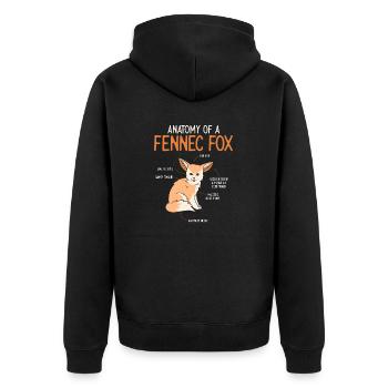 Fennek Fuchs Fennec Fox Wüstenfuchs - Unisex Premium Bio Zip Hoodie - Schwarz - Hinten - Nico (187cm)