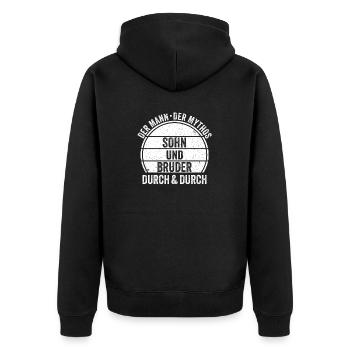 Sohn Bruder - Unisex Premium Bio Zip Hoodie - Schwarz - Hinten - Nico (187cm)