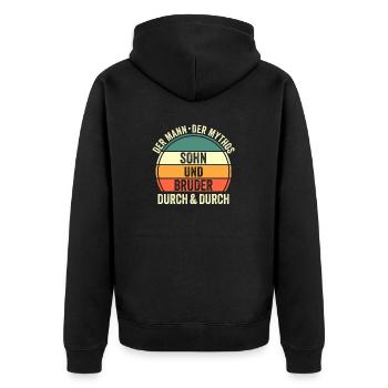 Sohn Bruder - Unisex Premium Bio Zip Hoodie - Schwarz - Hinten - Nico (187cm)