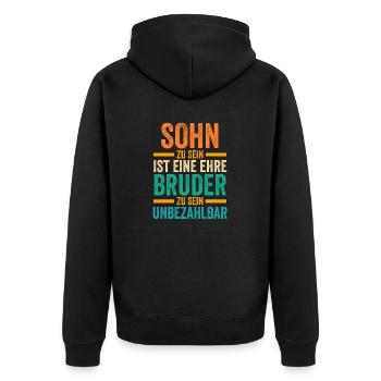 Sohn Bruder - Unisex Premium Bio Zip Hoodie - Schwarz - Hinten - Nico (187cm)