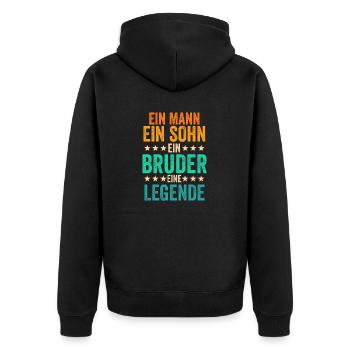 Sohn Bruder - Unisex Premium Bio Zip Hoodie - Schwarz - Hinten - Nico (187cm)