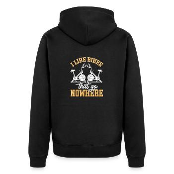Indoor Cycling Bike Workout - Unisex Premium Organic Zip Hoodie - black - Back - Nico (187cm)