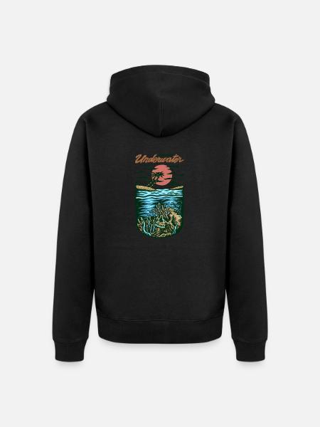 Schädel im Meer - Unisex Premium Bio Zip Hoodie - Schwarz