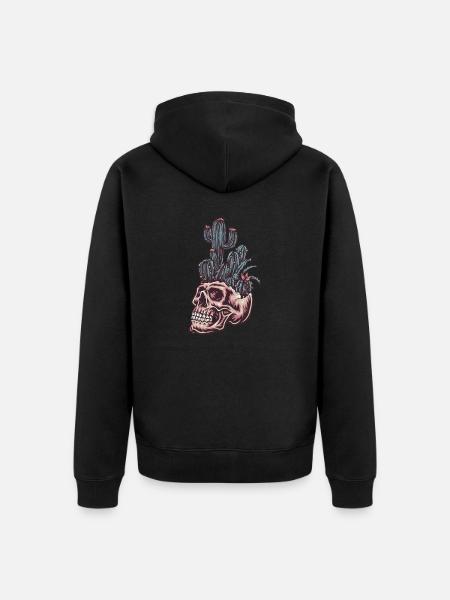 Skull with cactus - Unisex Premium Organic Zip Hoodie - black