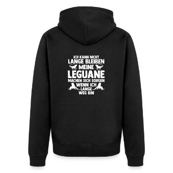 Meine Leguane machen sich sorgen - Unisex Premium Bio Zip Hoodie - Schwarz - Hinten - Nico (187cm)