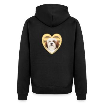 Lhasa Apso - Hundeliebhaber - Hunde Herz - Unisex Premium Bio Zip Hoodie - Schwarz - Hinten - Nico (187cm)