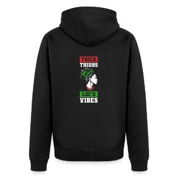 Cuisses épaisses Loc’d Vibes Afro Cheveux Noir Américain - Veste à capuche bio Premium Unisexe - noir - Dos - Nico (187cm)