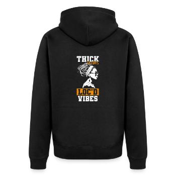 Cuisses épaisses Loc’d Vibes Afro Cheveux Noir Américain - Veste à capuche bio Premium Unisexe - noir - Dos - Nico (187cm)