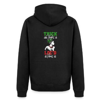 Cuisses épaisses Loc’d Vibes Afro Cheveux Noir Américain - Veste à capuche bio Premium Unisexe - noir - Dos - Nico (187cm)
