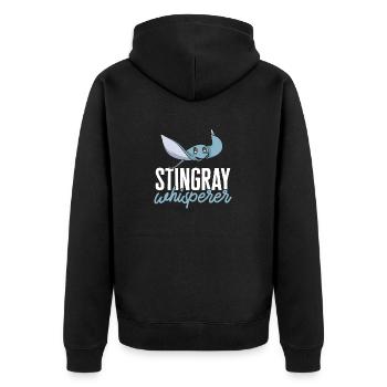 Stachelrochen Mantarochen Ozean Rochen - Unisex Premium Bio Zip Hoodie - Schwarz - Hinten - Nico (187cm)