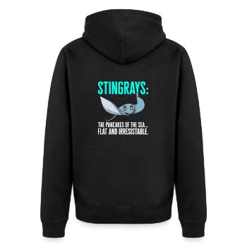 Stachelrochen Mantarochen Ozean Rochen - Unisex Premium Bio Zip Hoodie - Schwarz - Hinten - Nico (187cm)