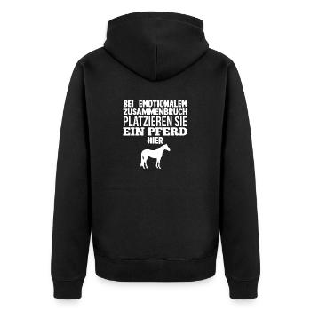 Pferd Reiten Reiter Reiterin Reitsport Pferde - Unisex Premium Bio Zip Hoodie - Schwarz - Hinten - Nico (187cm)