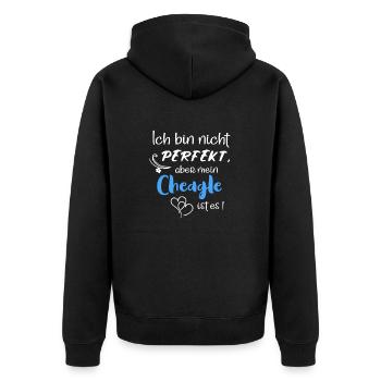 Perfekter Cheagle - Chihuahua Beagle Mix - Unisex Premium Bio Zip Hoodie - Schwarz - Hinten - Nico (187cm)