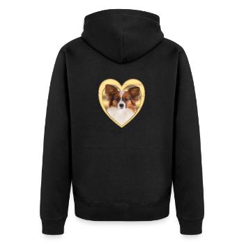 Papillon - Dog Lovers - Dogs Heart - Unisex Premium Organic Zip Hoodie - black - Back - Nico (187cm)